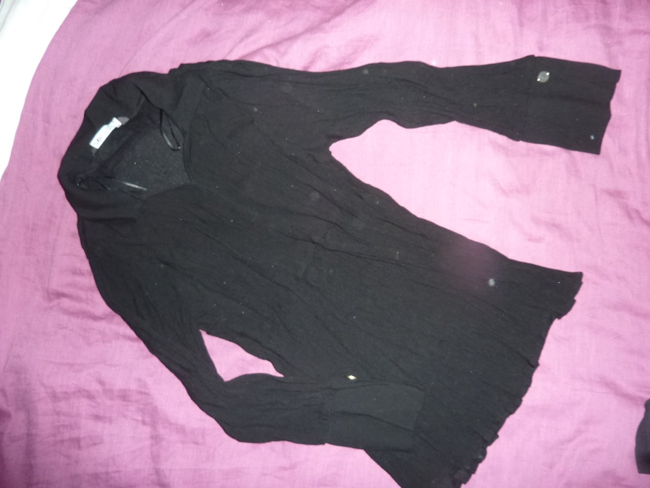 Bluse ZARA 38 40 M schwarz Poloshirt Polobluse Viskose langarm mit Kragen