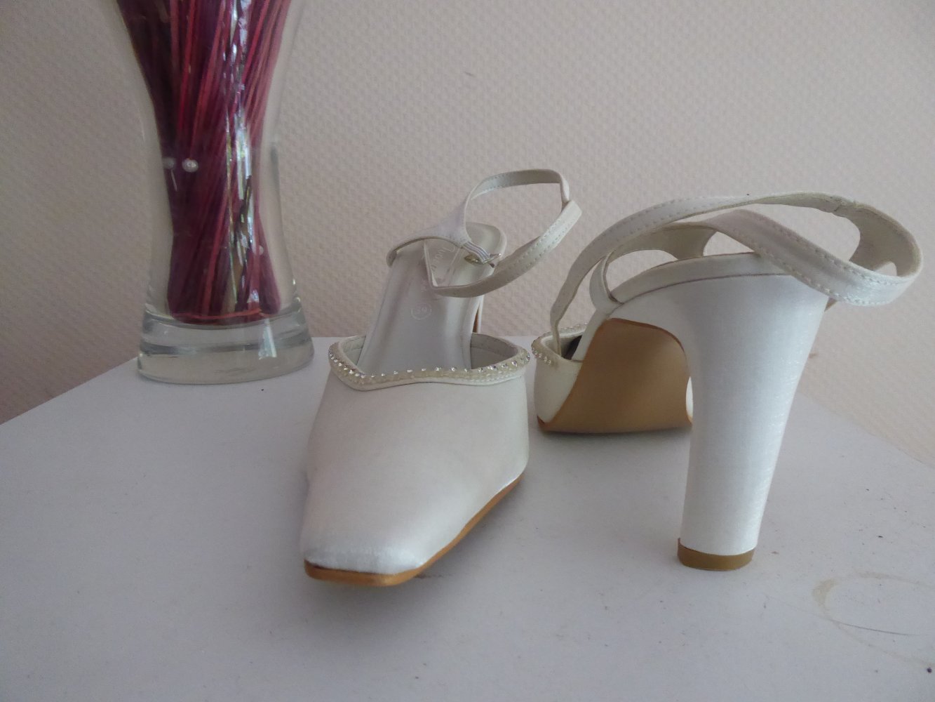 NEU Damen Brautschuhe 38 Asta ivory creme Strass Hochzeitschuhe Absatz 9 cm NP89