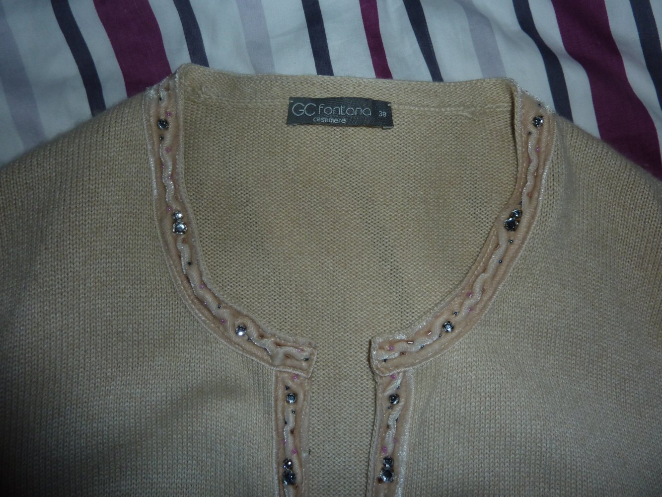 Damen Kaschmirjacke GC Fontana 38 S beige Strickjacke Jacke Cardigan Kaschmir Seide 