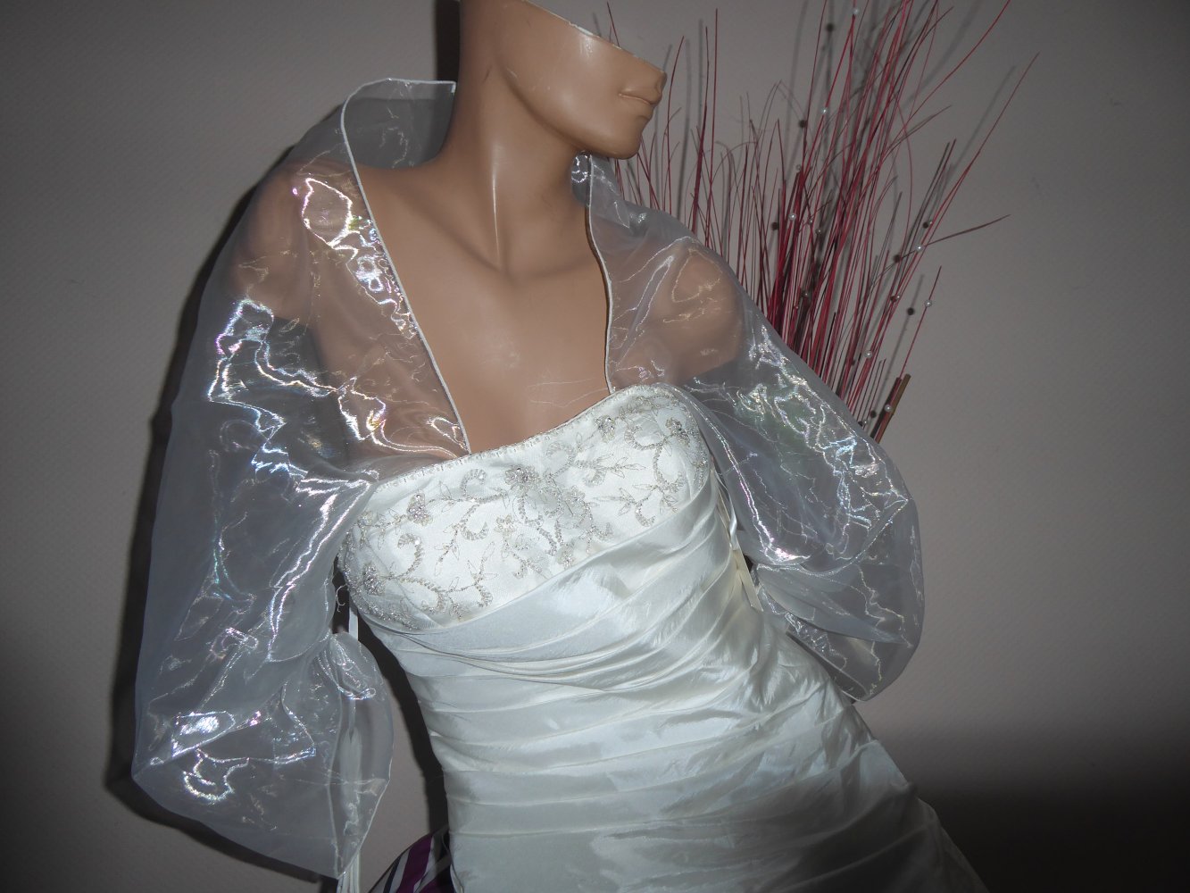 Boleros wie Stola NEU creme ivory L XL Organza Hochzeitsjacke Standesamt