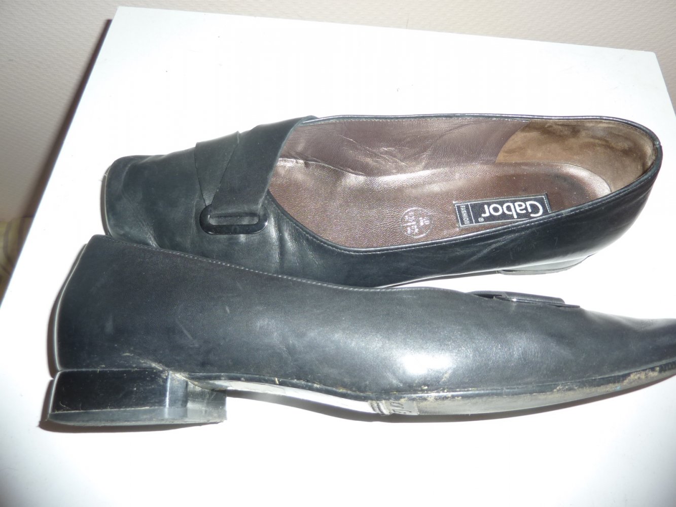 Damen echt LEDER Schuhe flach 40 GABOR schwarz 6,5 Balerina Pumps Slipper