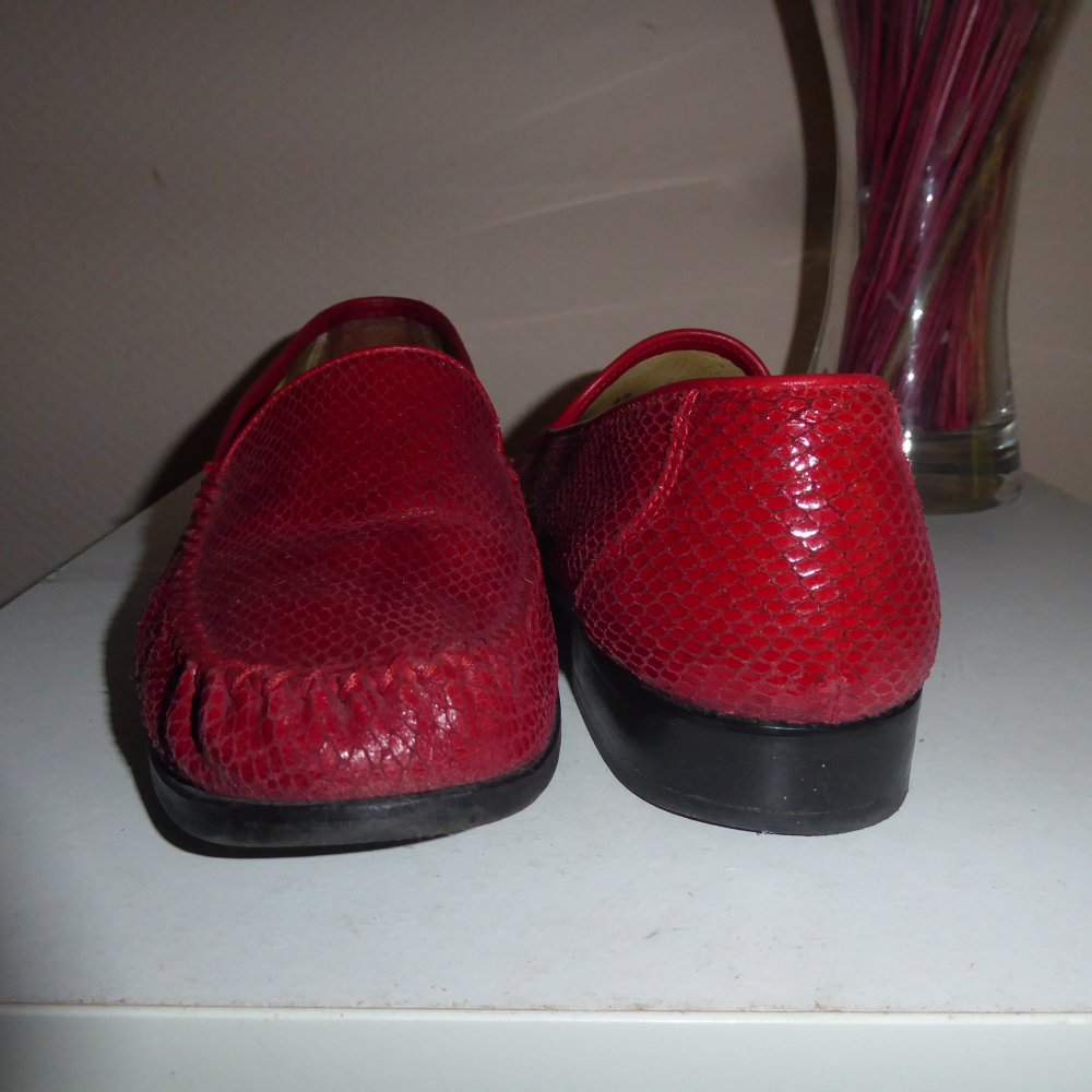 Damen LEDER Gabriele Schuhe Halbschuhe 42 rot Slipper Loafer guter Zustand