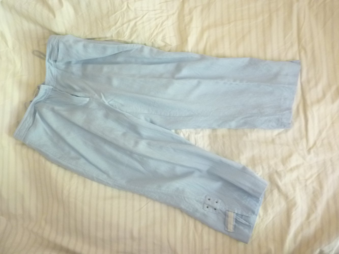  Damen Hose 42 (40) mit LEINEN blau Leinenhose 7/8 Bund ca 41 cm Sommerhose Capri Bermuda