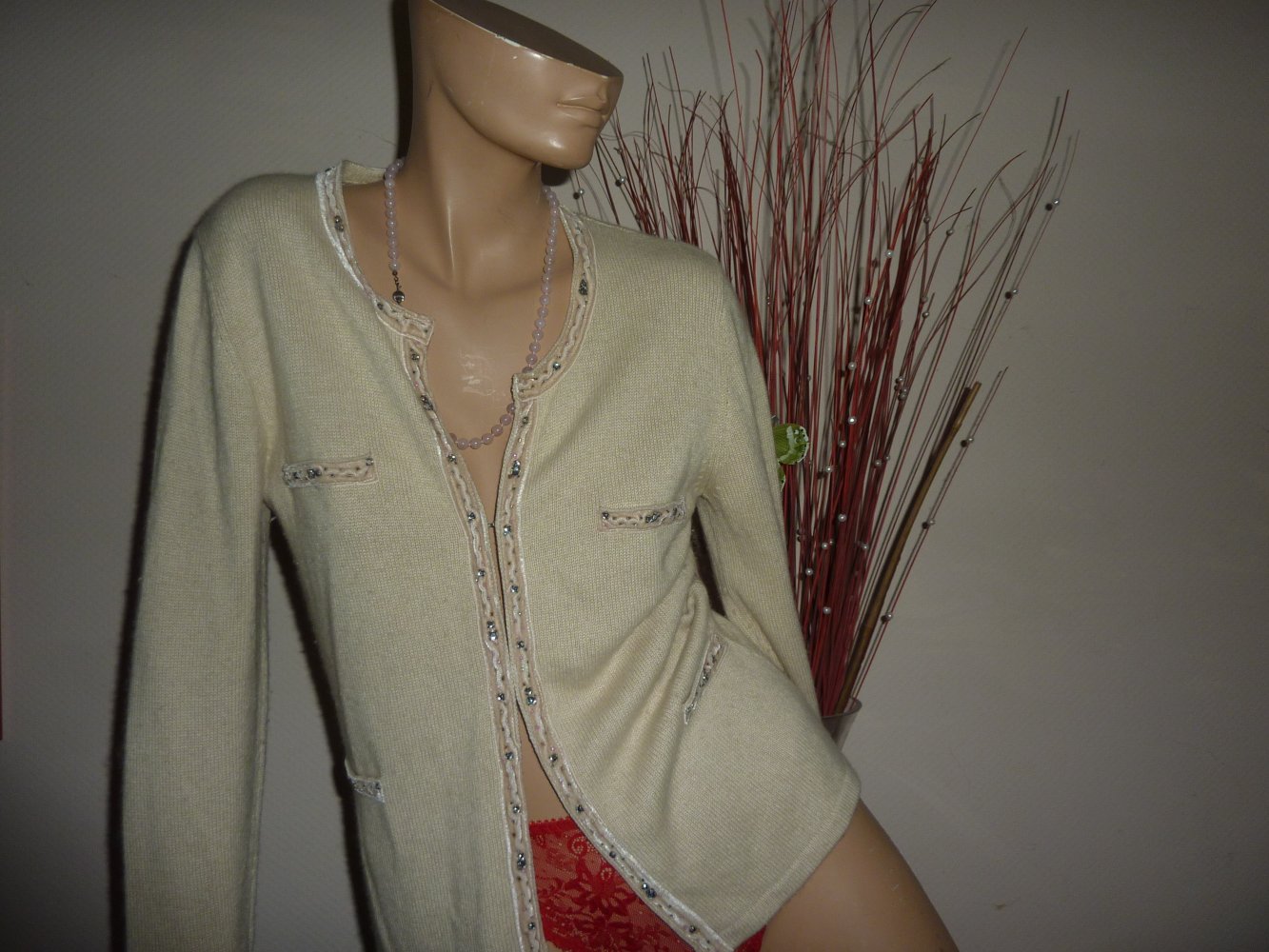 Damen Kaschmirjacke GC Fontana 38 S beige Strickjacke Jacke Cardigan Kaschmir Seide 