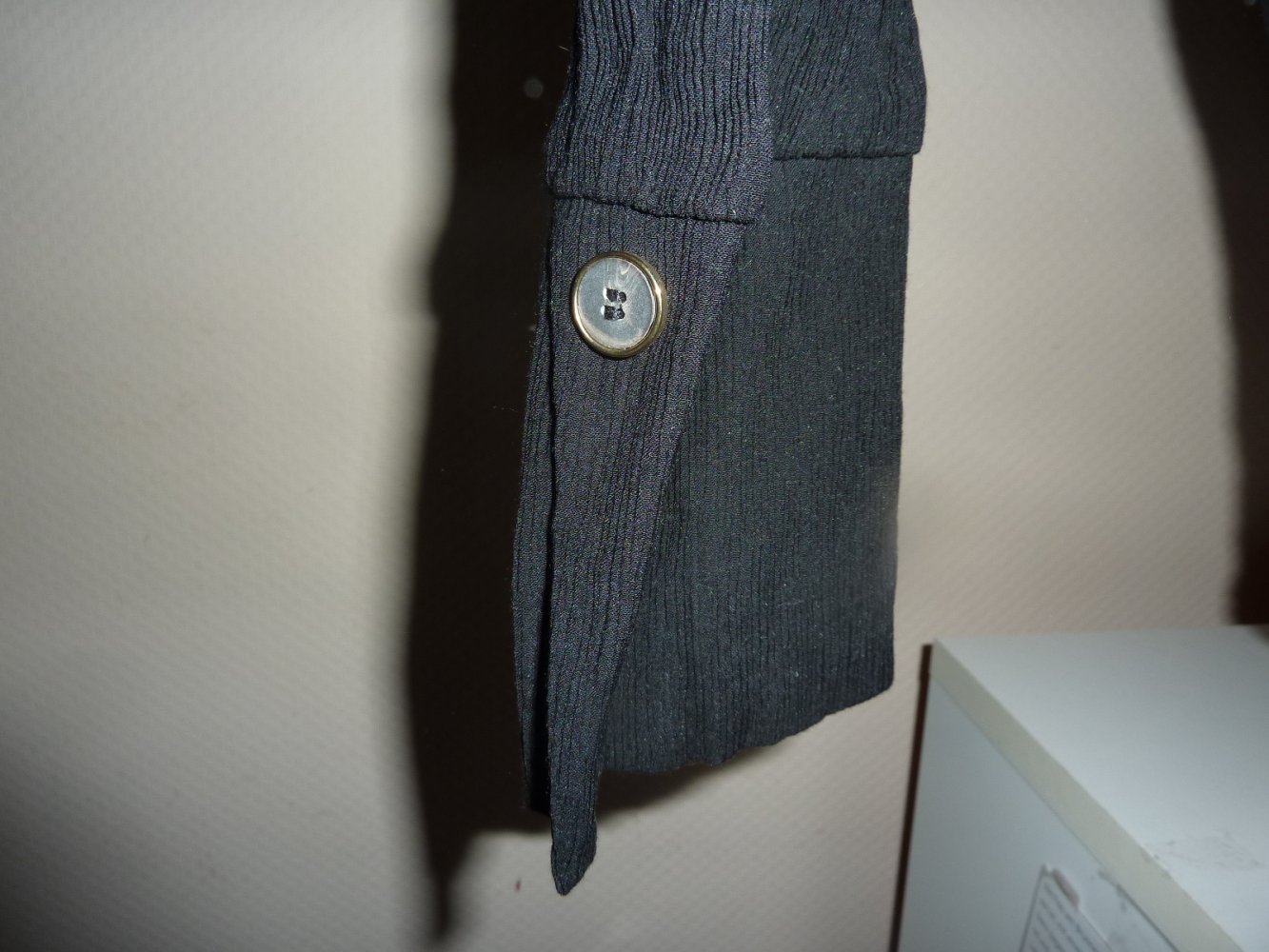 Bluse ZARA 38 40 M schwarz Poloshirt Polobluse Viskose langarm mit Kragen