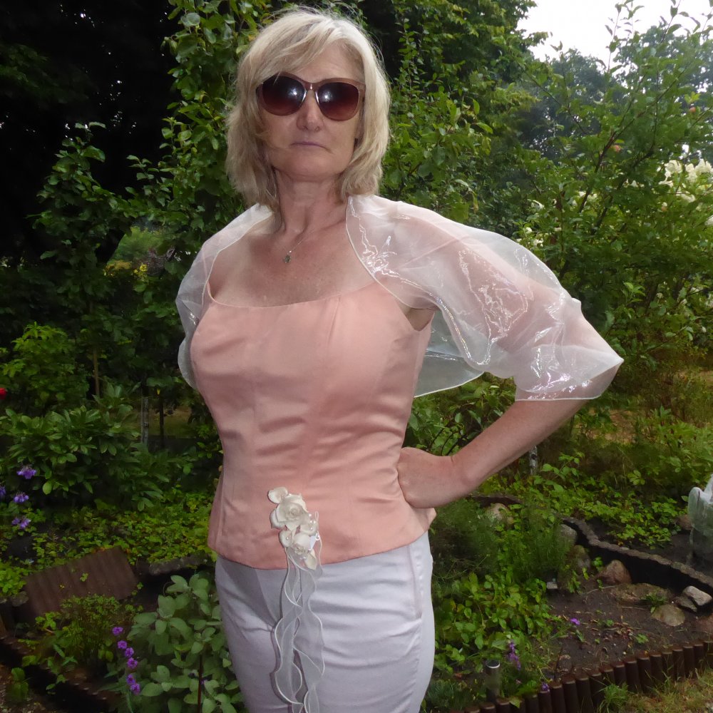 Boleros wie Stola NEU creme ivory L XL Organza Hochzeitsjacke Standesamt