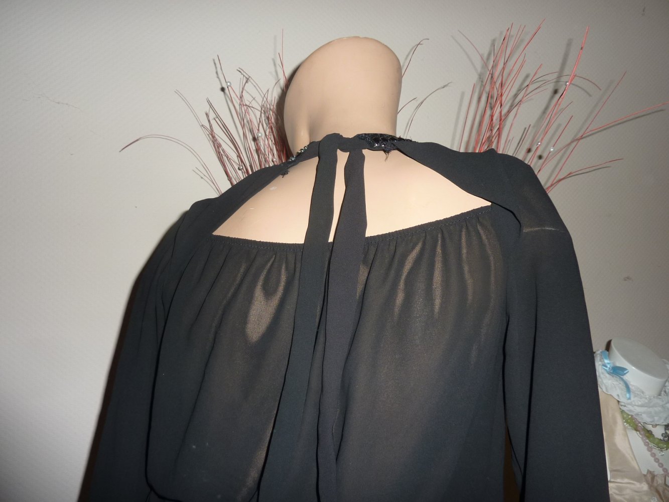 Bluse Top Tunika 40 42 L NUwertig schwarz langarm Viskose Made in Italy 