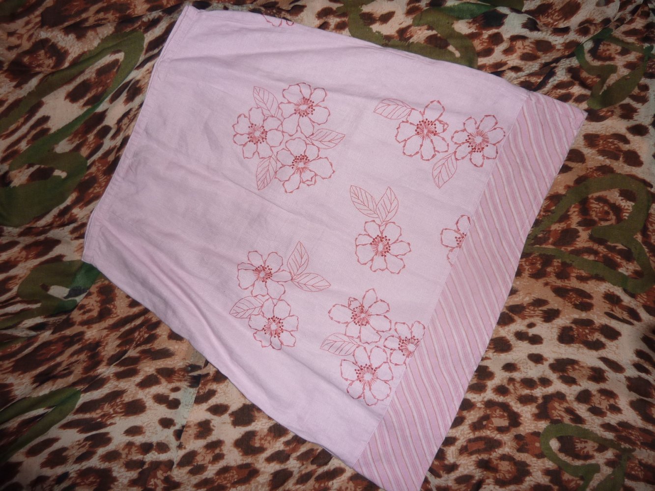 Damen Rock 100% LEINEN Leinenrock 44 XL Bund 46 Länge 68 cm rosa rot