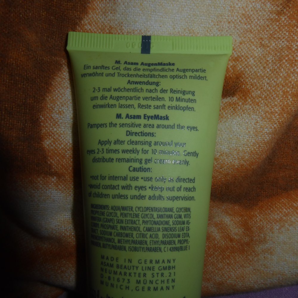 Augenmaske Gel M. ASAM  Eye Mask parfümfrei Grüner Tee 29 € Augenpflege keine Augencreme