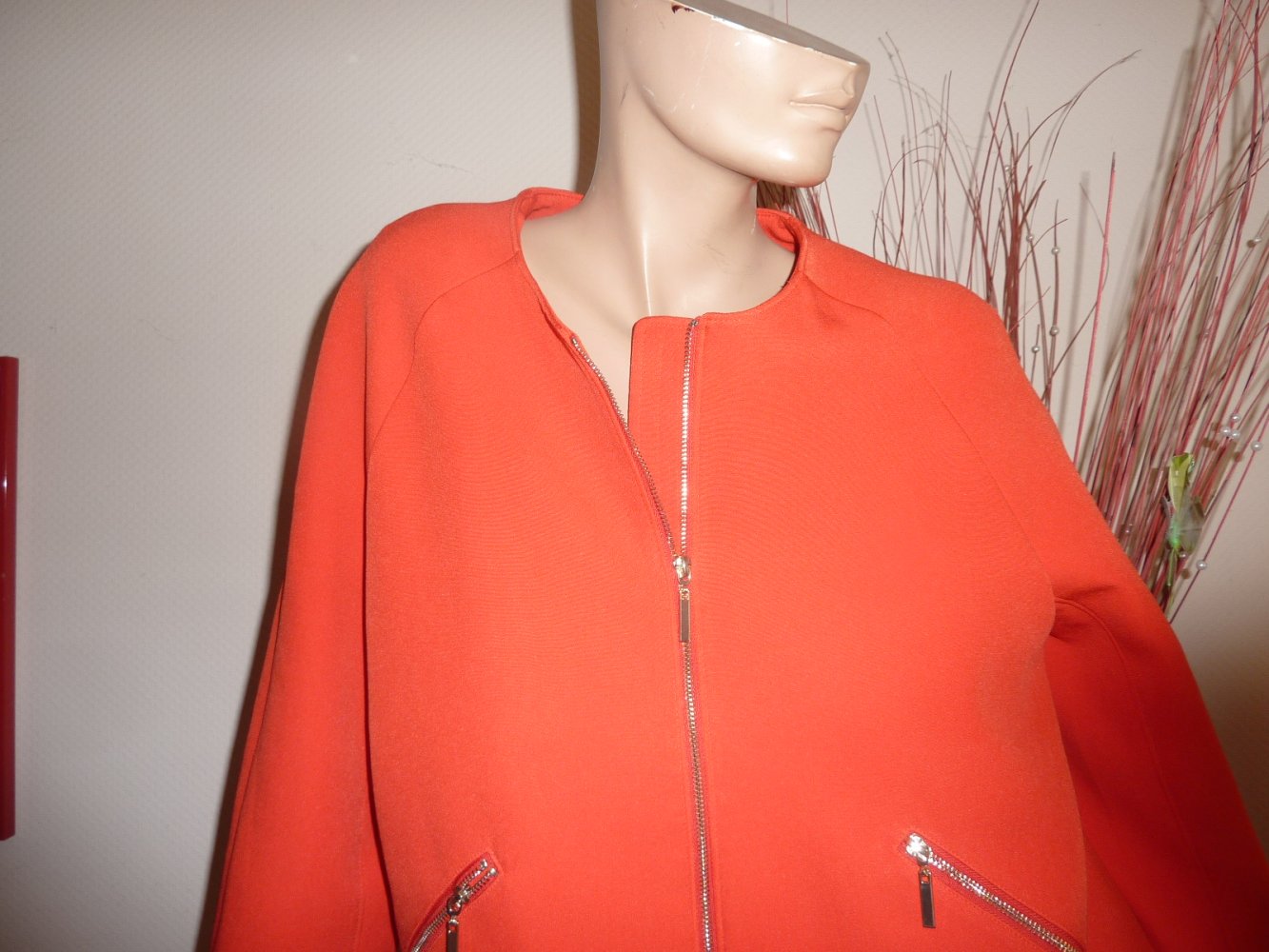 Damen Blazer 46 XL hell rot Longblazer Gehrock Jacke Longjacke Mantel Sommermantel H & M 
