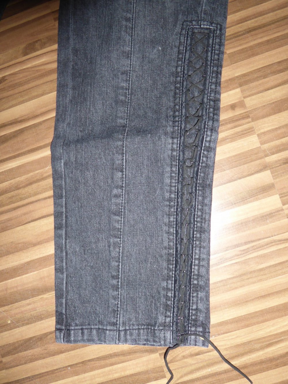 Damen NEU Hose Jeans Gr. 42 L grau anthrazit BPC Schnürung Bund 45 Länge 100 cm