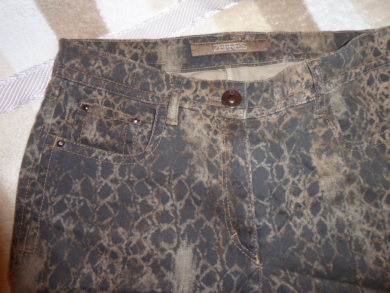 Zerres Comfort Hose Jeans 38 S braun Baumwolle und 2 Elastan Bund 39 cm