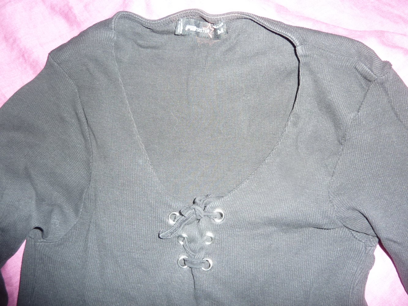 Damen Shirt NEUwerrtig M wie S 36 38 schwarz FB Sister Ripp 3/4 Arm BW Elastan