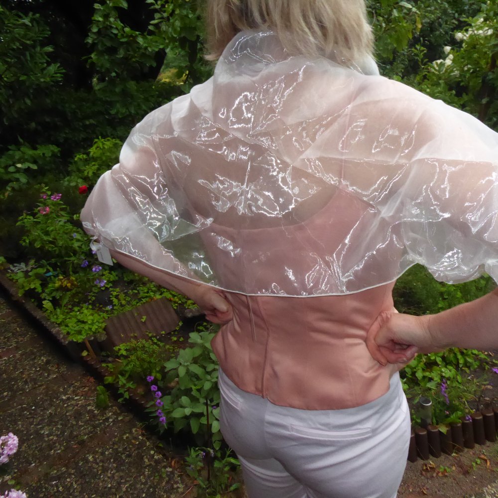 Boleros wie Stola NEU creme ivory L XL Organza Hochzeitsjacke Standesamt