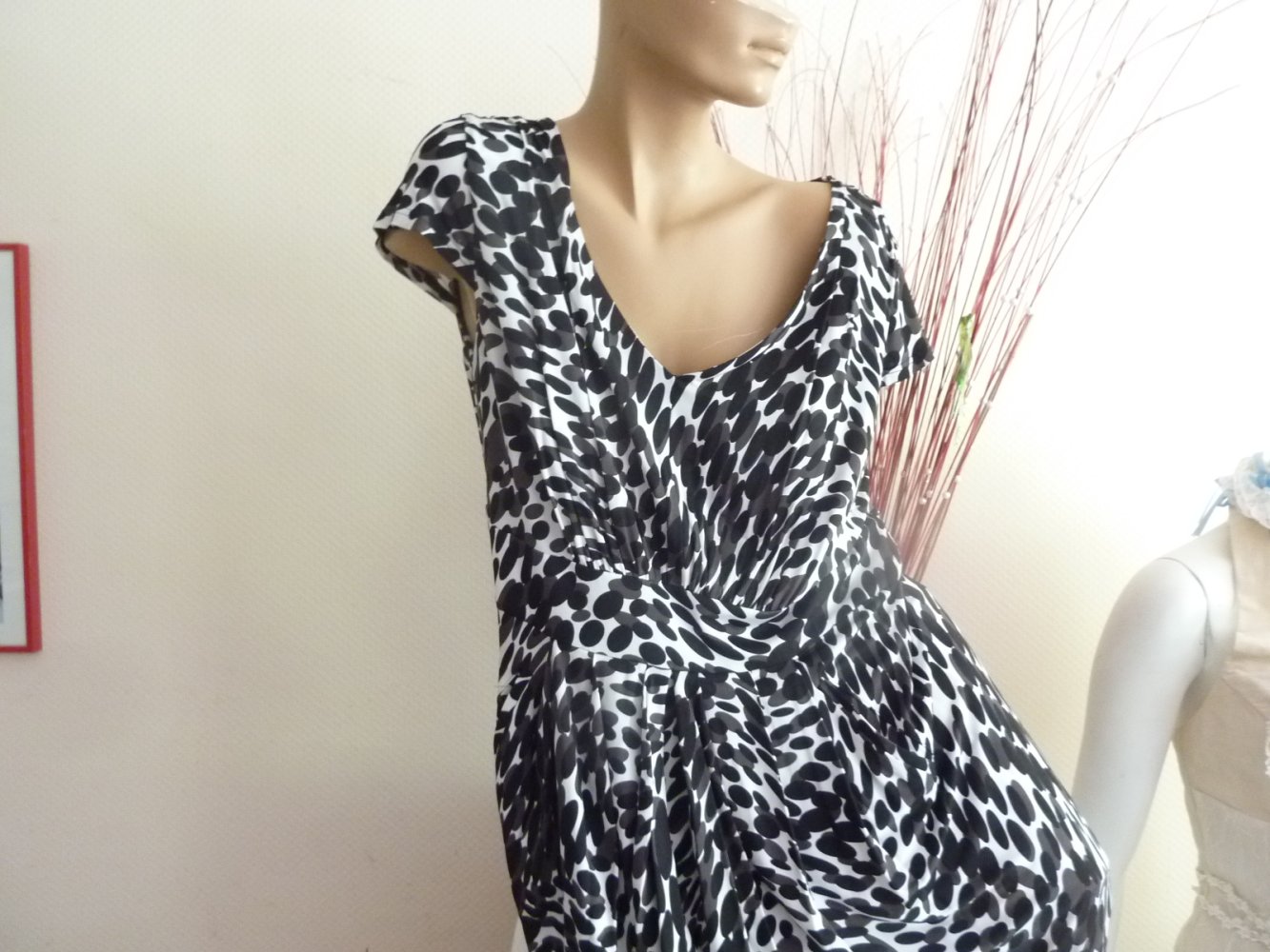 Kleid NEUwertig XL 46 Cassani Sommerkleid Kofferkleid Coctailkleid braun schwarz weiß
