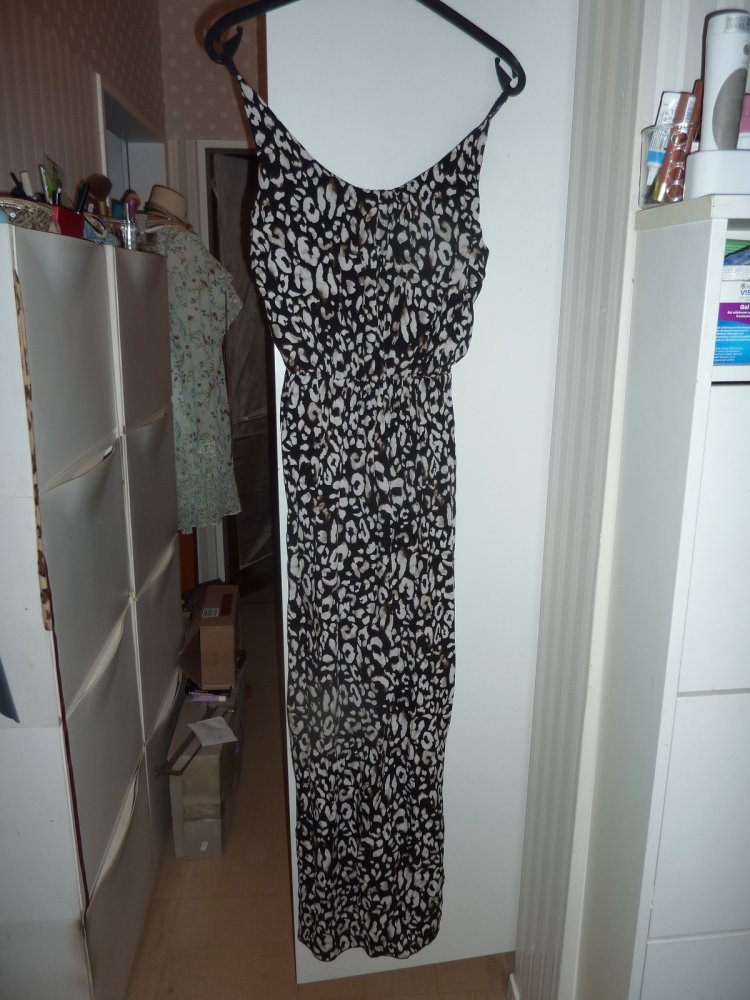 KLeid 44 46 XXL NEU Sommerkleid Maxikleid Leo Look schwarz Viskose