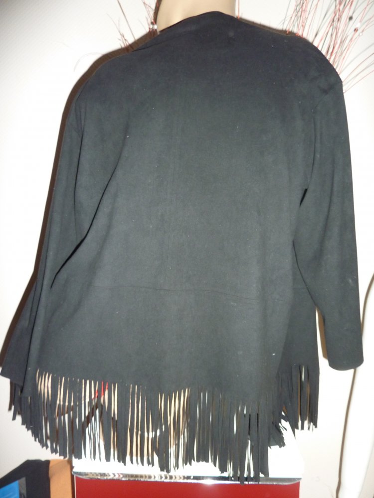 Damen Jacke Velour 44 46 XXL schwarz Western Hippie Cowboylook Cowgirl