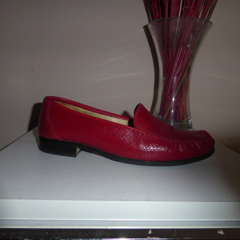 Damen LEDER Gabriele Schuhe Halbschuhe 42 rot Slipper Loafer guter Zustand