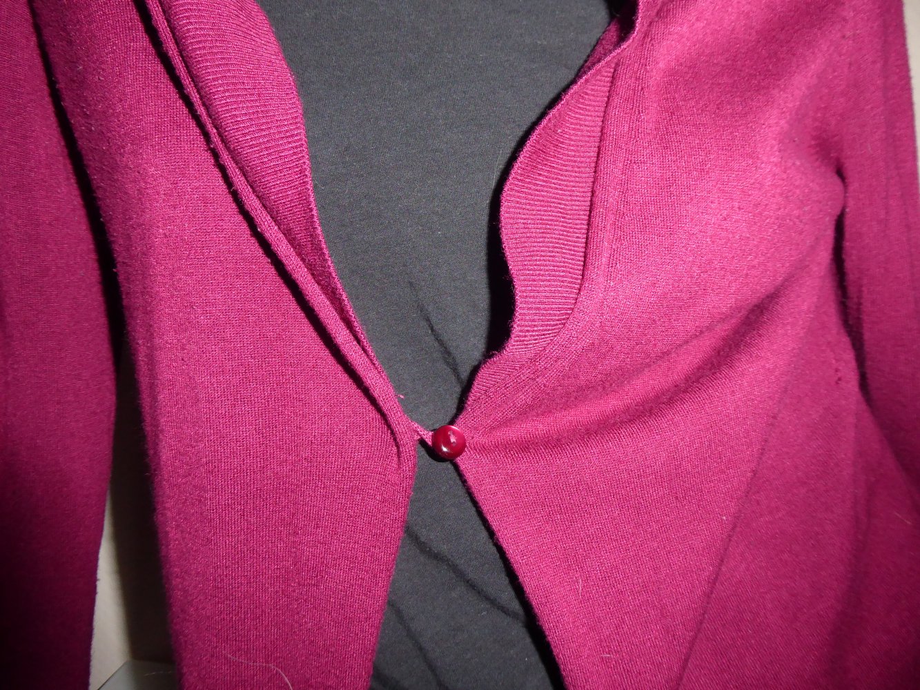 Damen Strickjacke lang L wie M 40 APANAGE weinrot Feinstrick Longjacke Cardigan