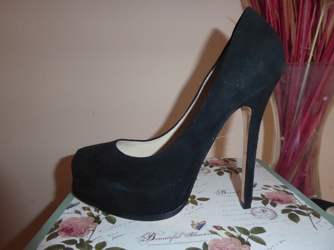 NEU Wildleder Leder Buffalo London Pumps 40 High Heels Schuhe mit Plateau hohem Absatz 14 cm