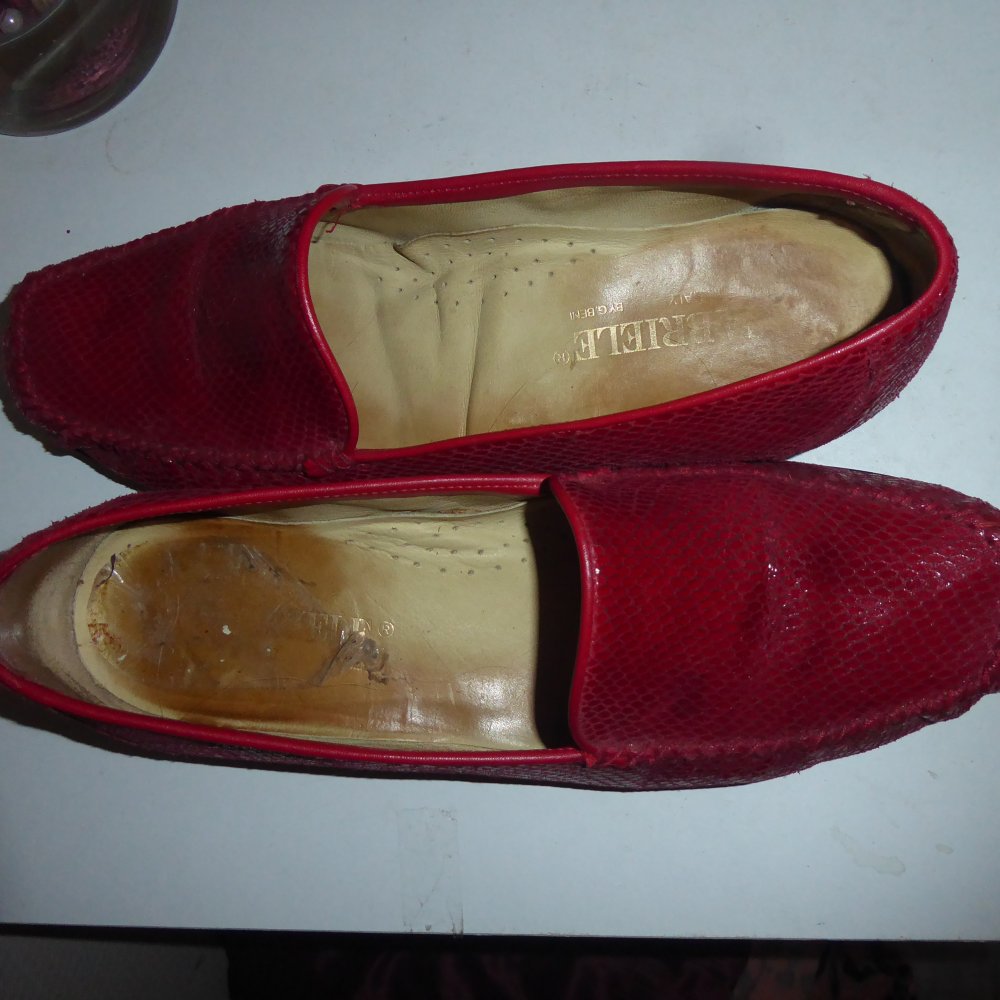 Damen LEDER Gabriele Schuhe Halbschuhe 42 rot Slipper Loafer guter Zustand