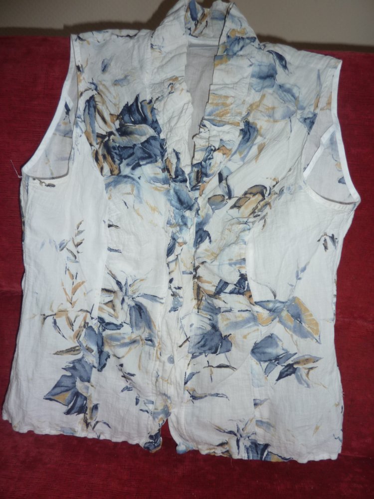 Crinkle Bluse S M 36 38 40 Fashion Collection P & C Sommerbluse Baumwolle ärmellos keine Tunika