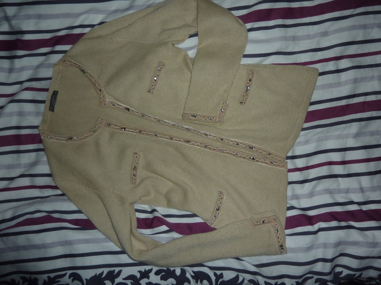 Damen Kaschmirjacke GC Fontana 38 S beige Strickjacke Jacke Cardigan Kaschmir Seide 