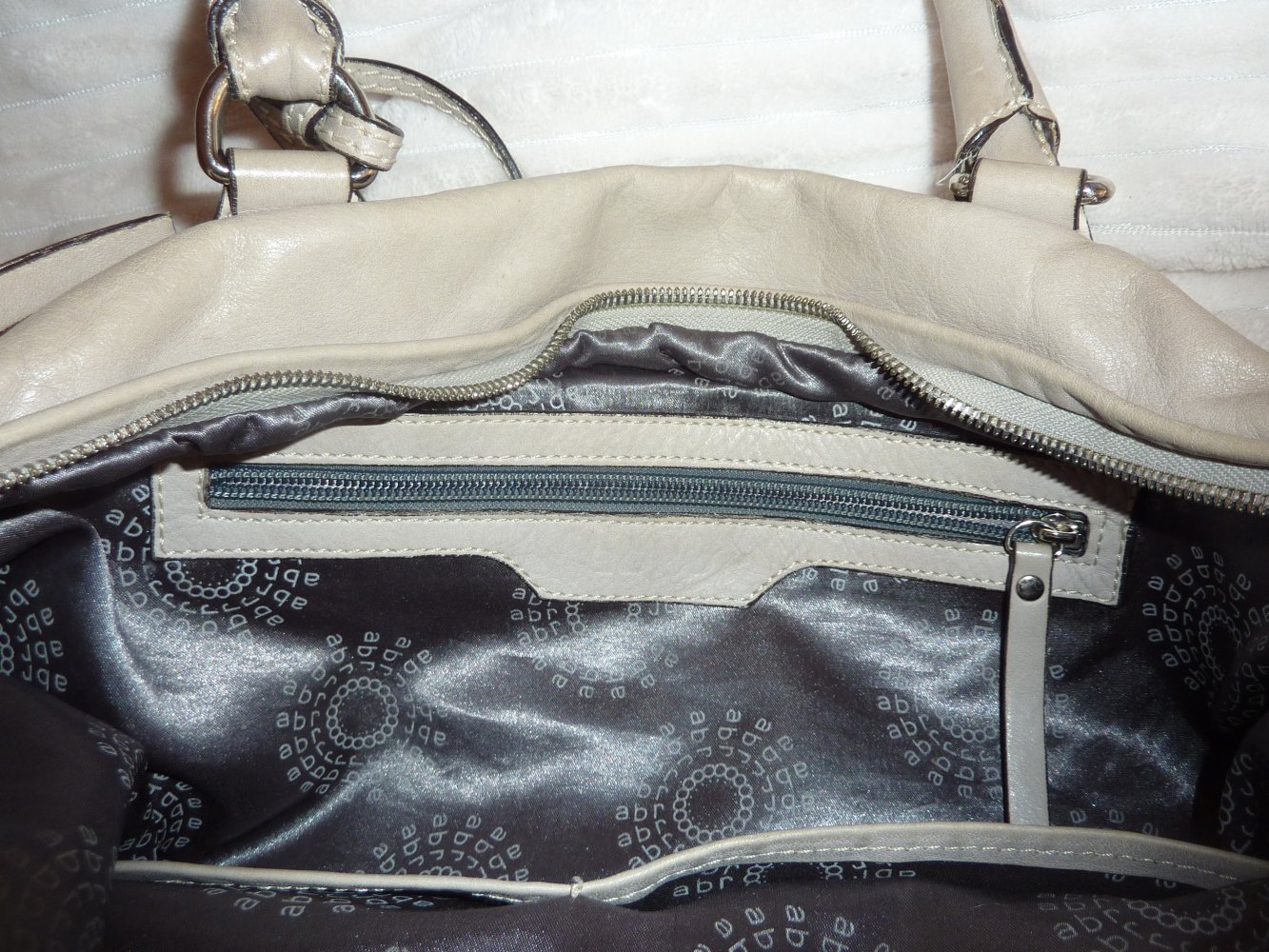 ABRO Tasche Handtasche Leder grau schlicht Umhängetasche Tragetasche Shopper