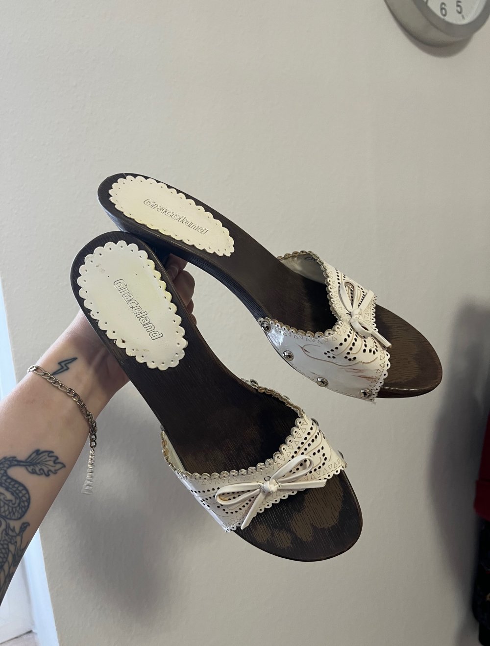 vintage wedges Absatz Schuhe mit schleife y2k