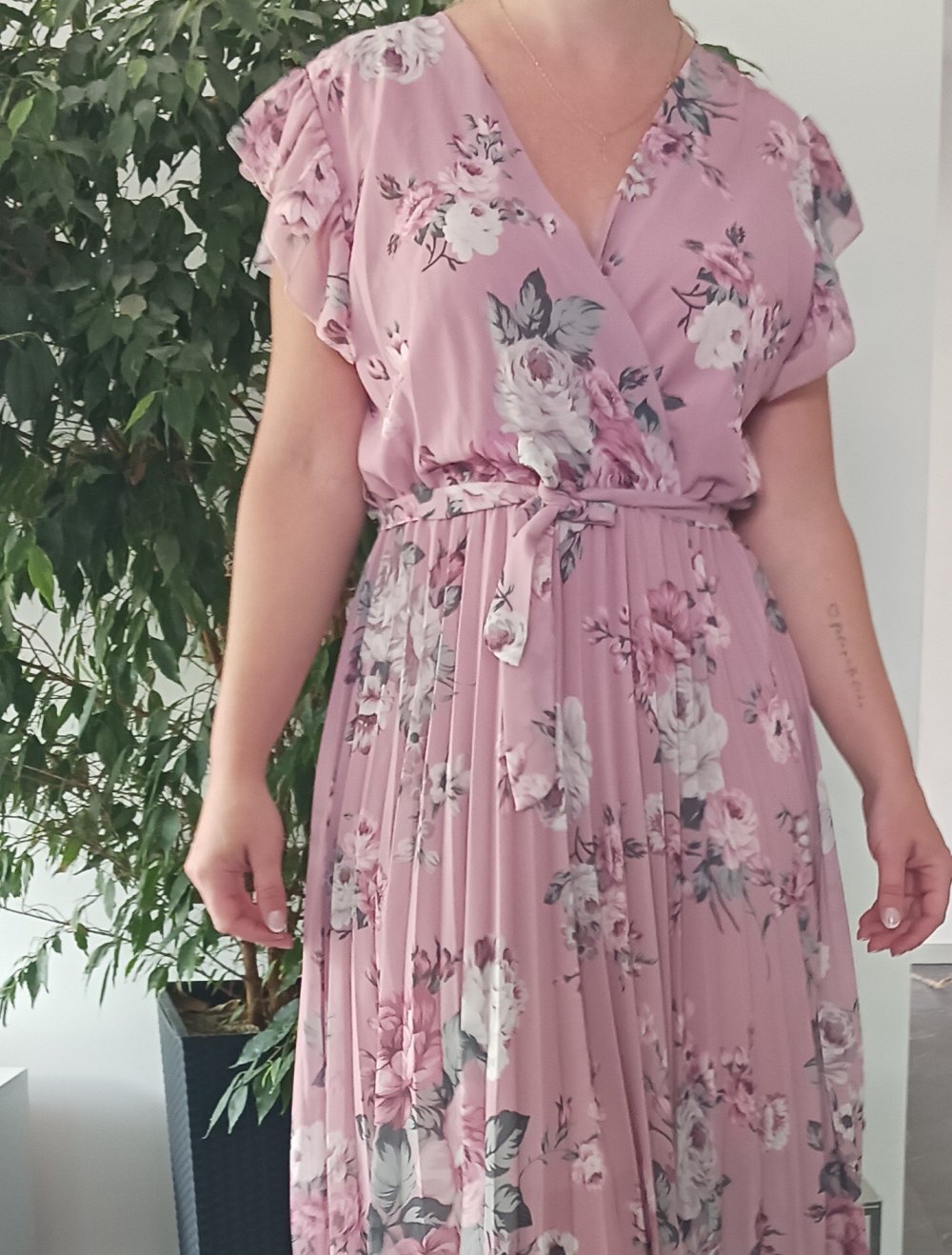 Rosane Kleid mit Blumen Muster