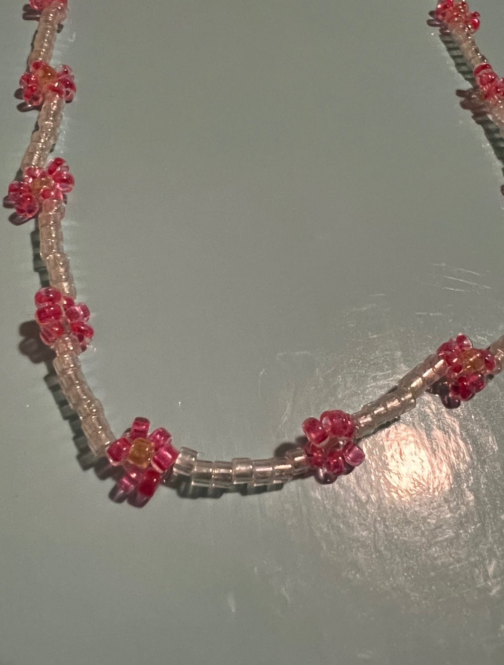 Blumen Perlenkette rosa