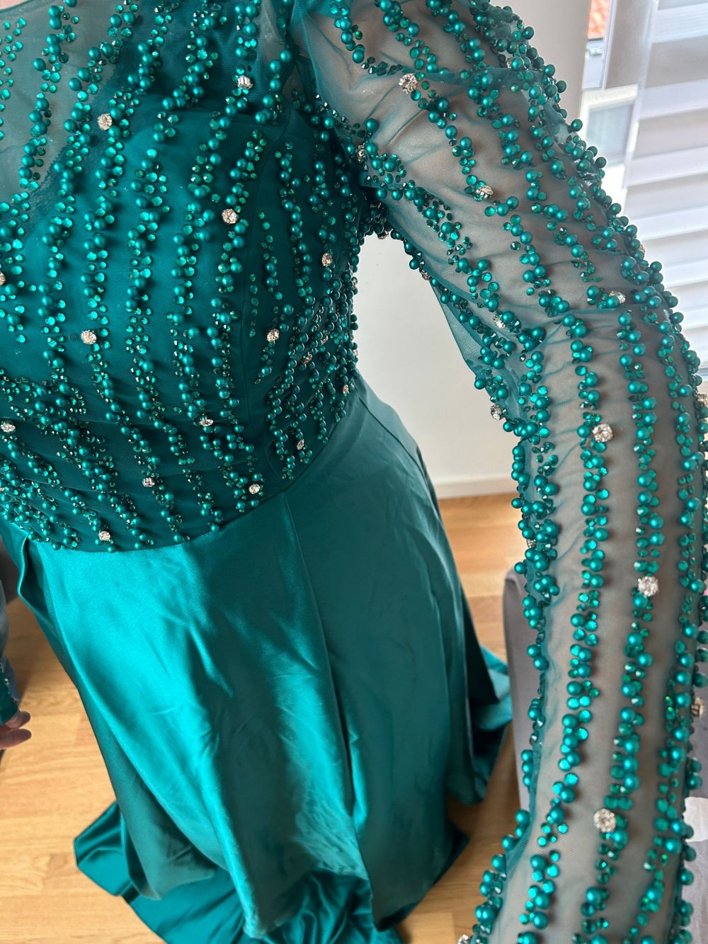 Dunkelgrünes Abendkleid 38