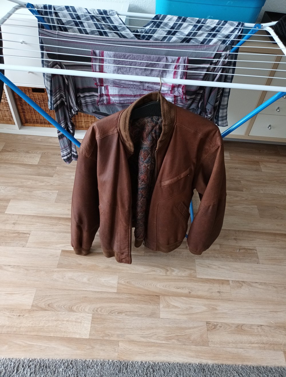 braune gefütterte Herren Lederjacke Größe XL