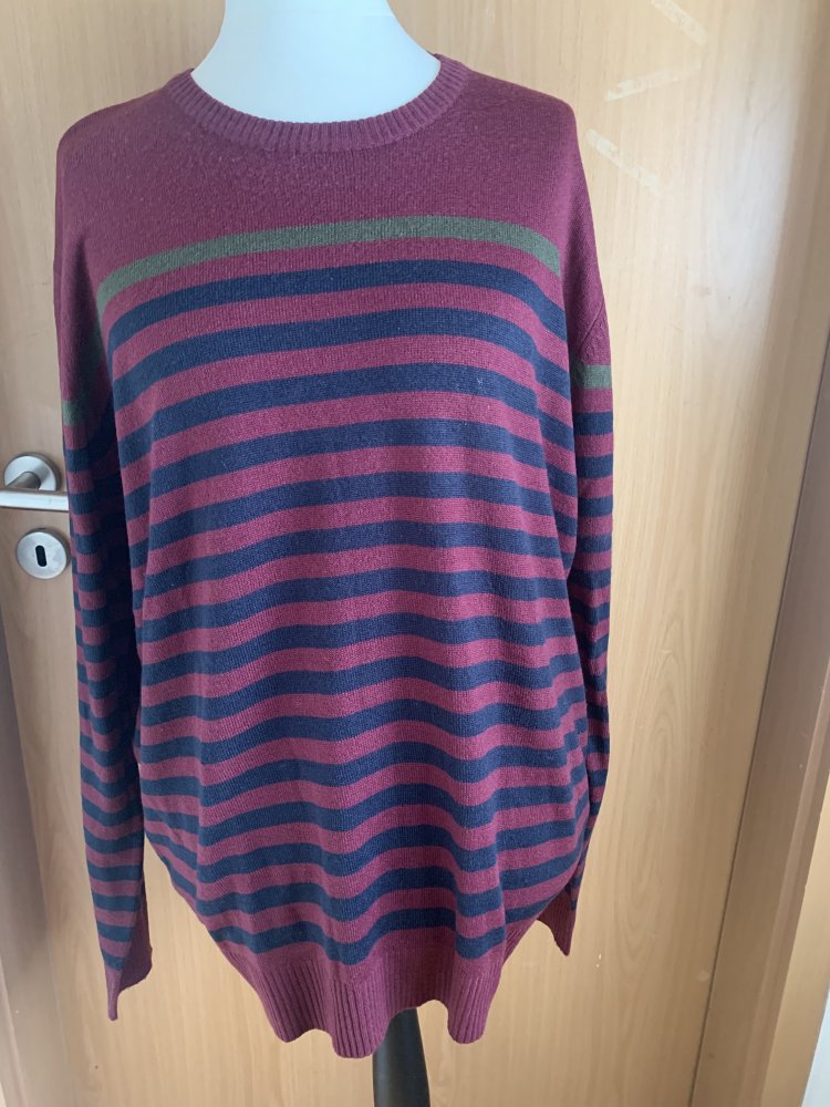 Herrenpullover rot/blau gestreift, XXL