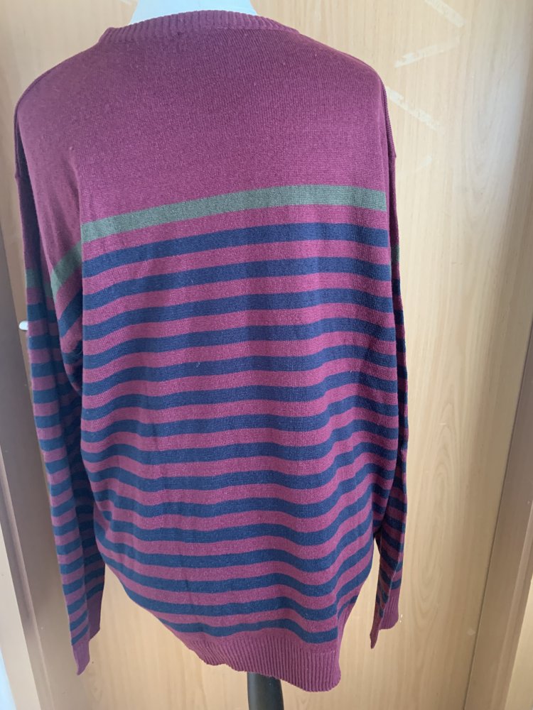 Herrenpullover rot/blau gestreift, XXL