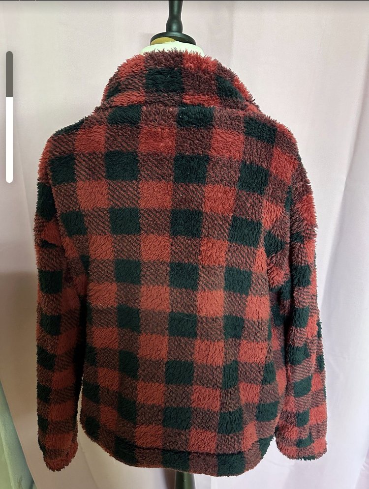 Only Teddyjacke rot schwarz kariert, Größe M