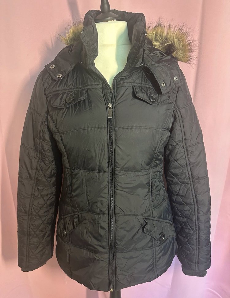 Leicht wattierte Winterjacke, schwarz, Größe L