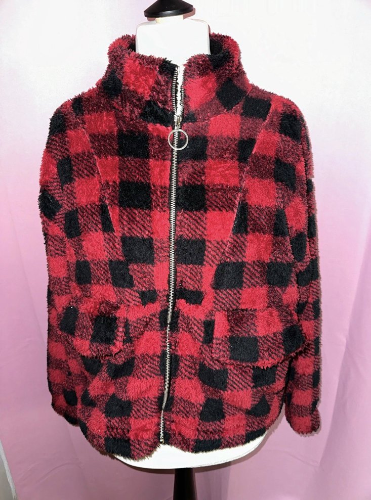 Only Teddyjacke rot schwarz kariert, Größe M
