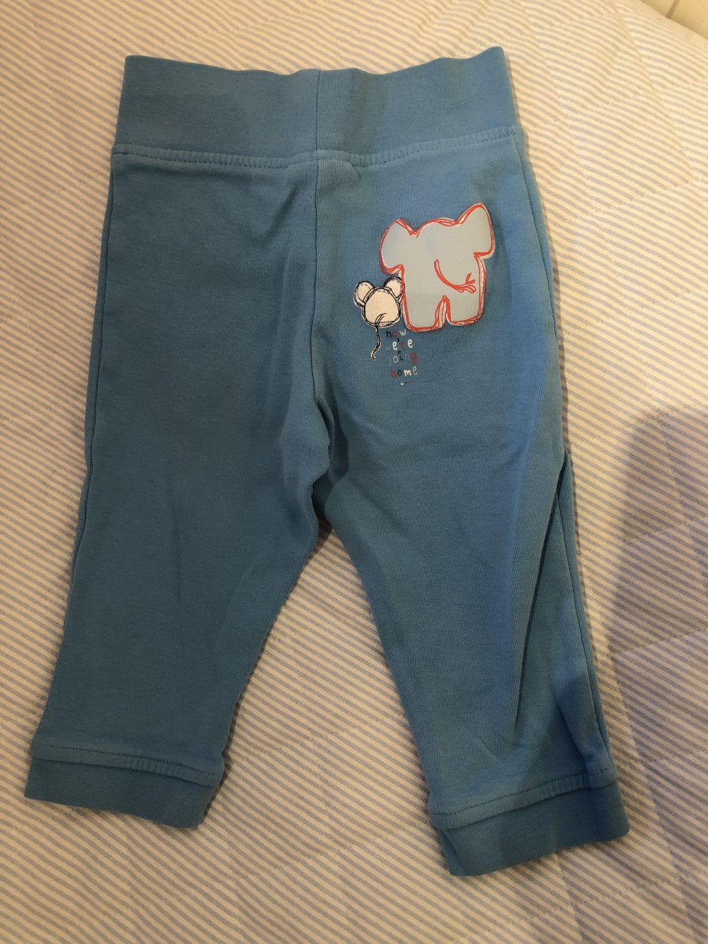 Tchibo TCM - Baby Set - T-Shirt & Hose weiß blau Gr. 74/80 Maus Elefant
