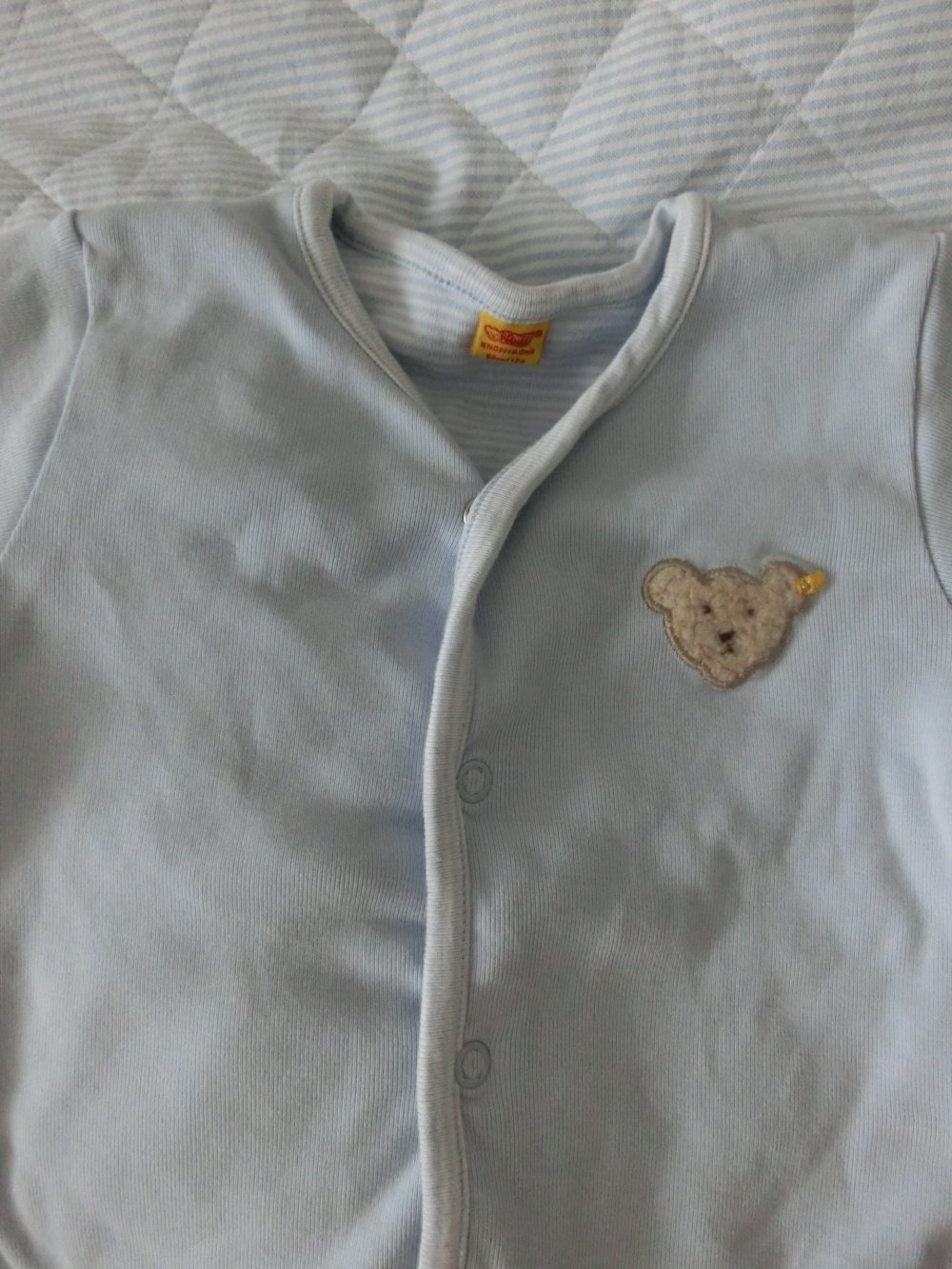Steiff - Baby Jacke Wendejacke Baumwolle hellblau uni + innen Streifen Gr. 80