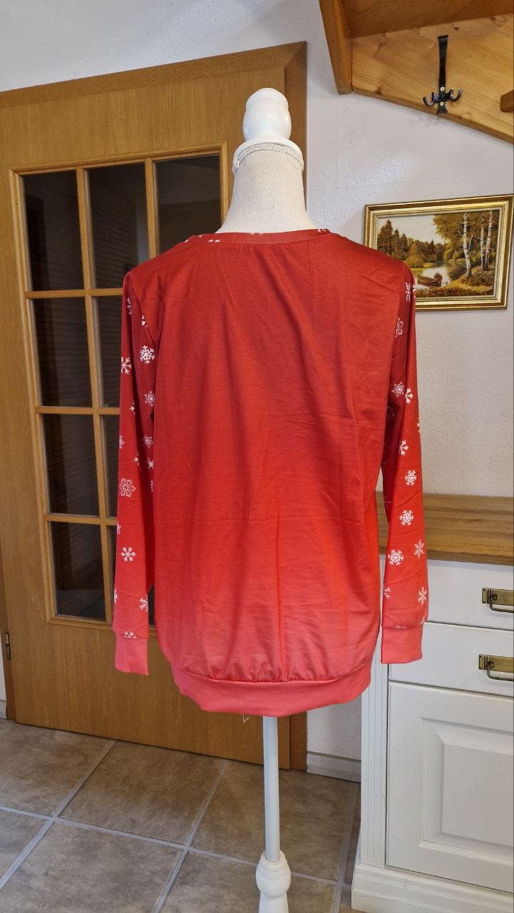 Dammen langarm Weihnachts-Sweatshirt, Pullover. Größe M. Polyester + Elastan. 