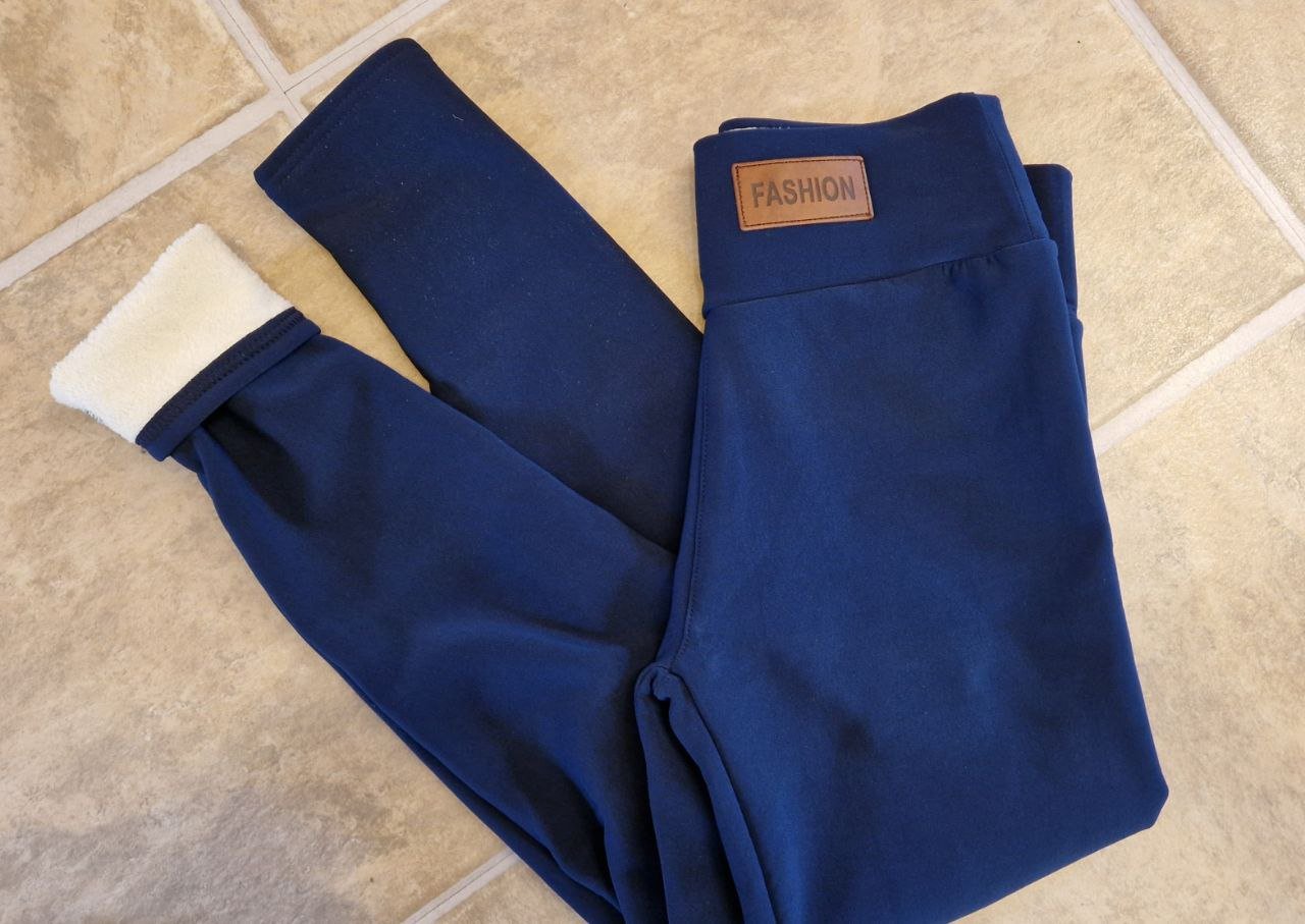 Warme dicke blaue Leggings.  Herbst-Winter.  Größe L. Elastan + Polyester.