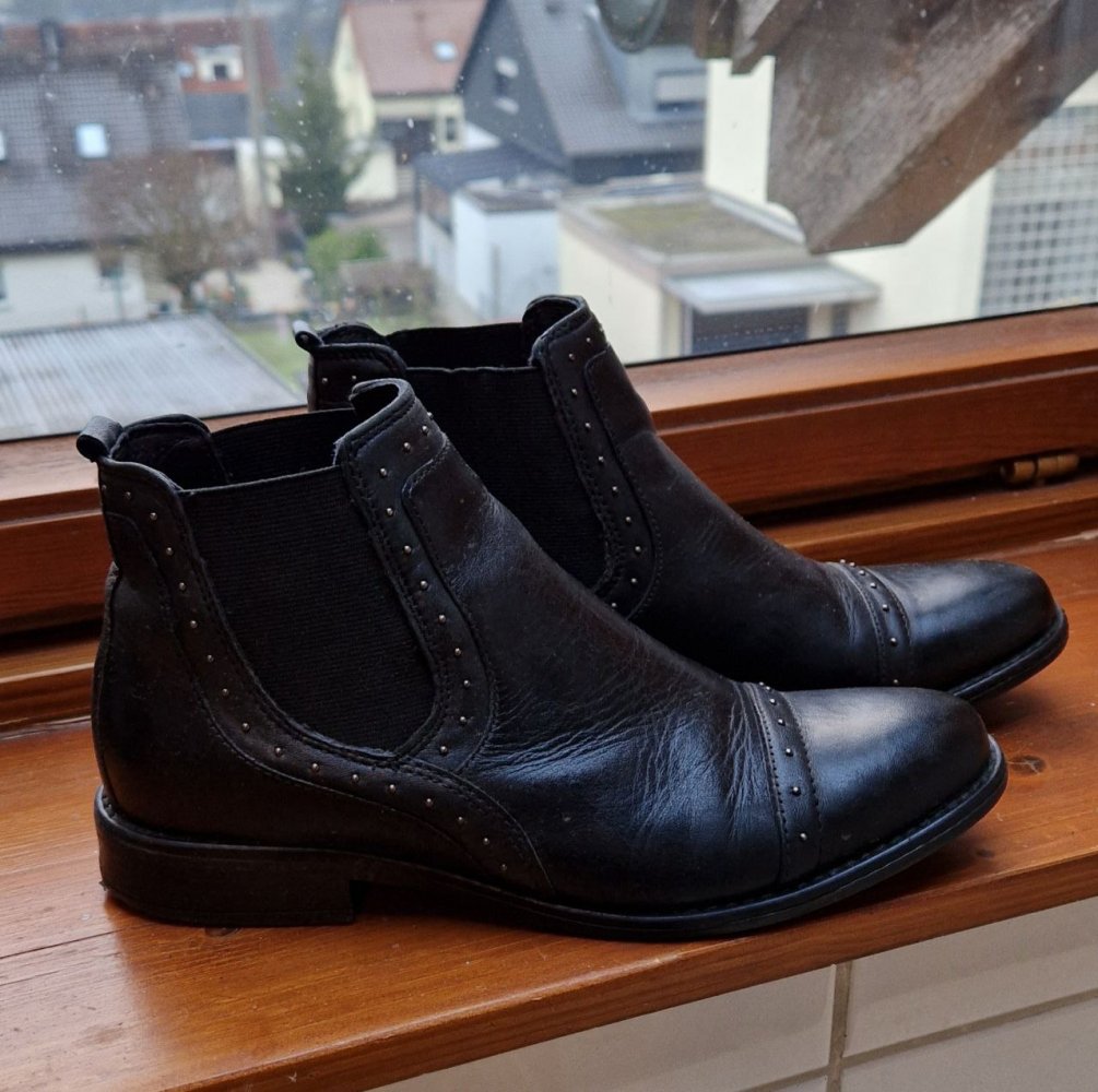 5 th Avenue. Schöne schwarze Stiefelette. Chelsea Boots. Leder. Größe 39. 