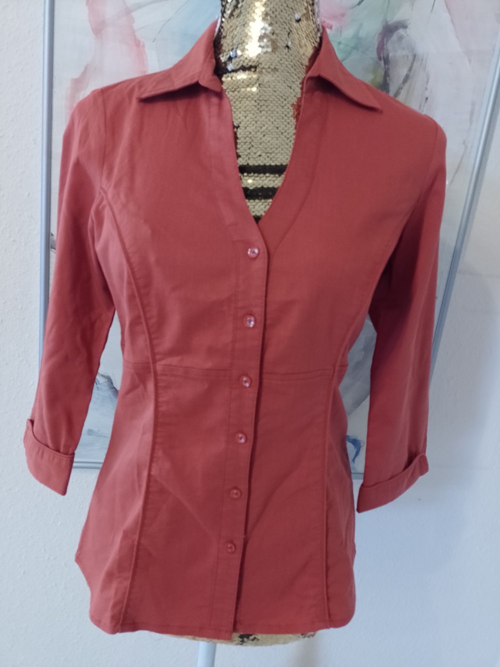 Wie neu. Elegantes T-Shirt - Bluse - Tunika. Baumwolle + Elastan.