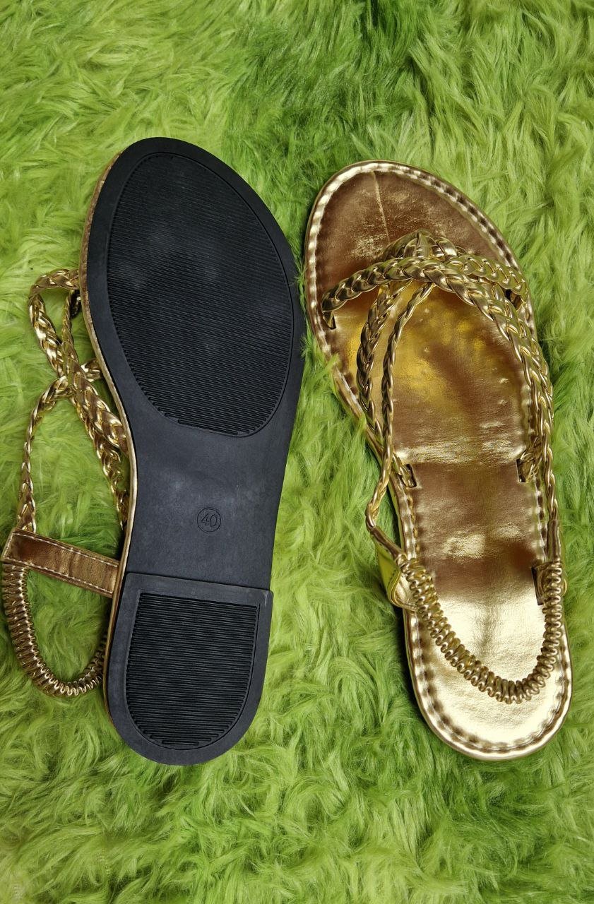  Sandalen, Flip-Flops. Größe 39,5-40. Goldfarbe. 