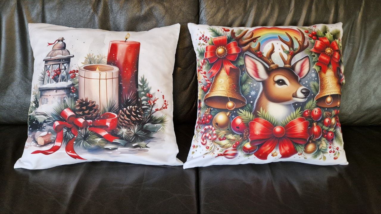 Set. 2 Kissenbezüge. Weihnachten. Geschenk.  Deko. 45 / 43 cm. 