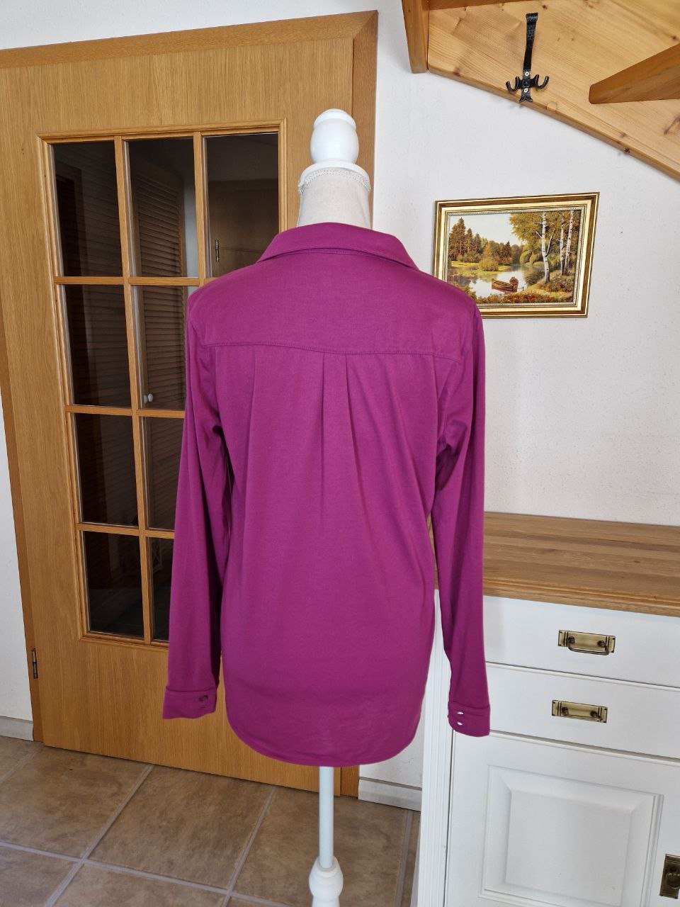Crane. Elegante Bluse - Hemd - Strick.  Baumwolle+Polyester.  Größe L. 