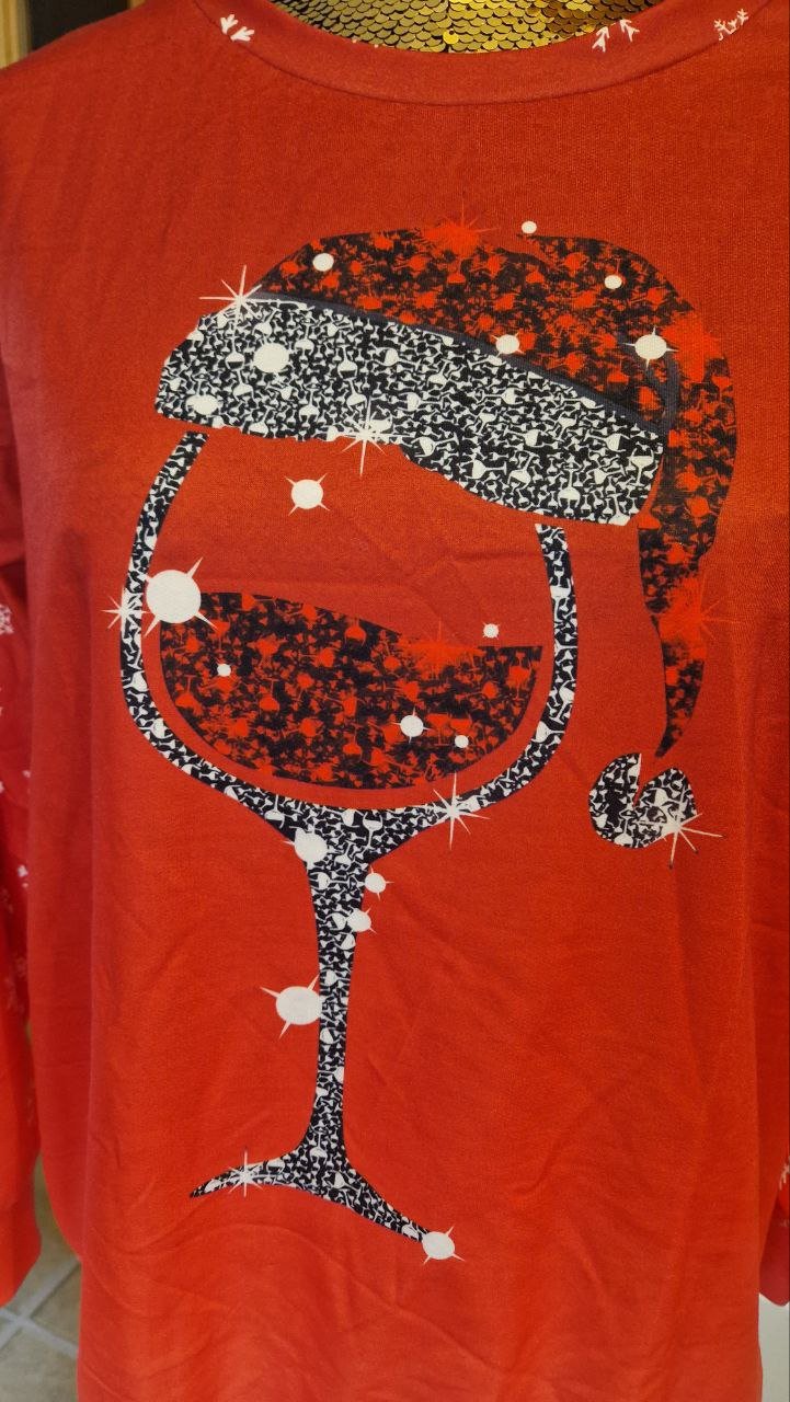 Dammen langarm Weihnachts-Sweatshirt, Pullover. Größe M. Polyester + Elastan. 