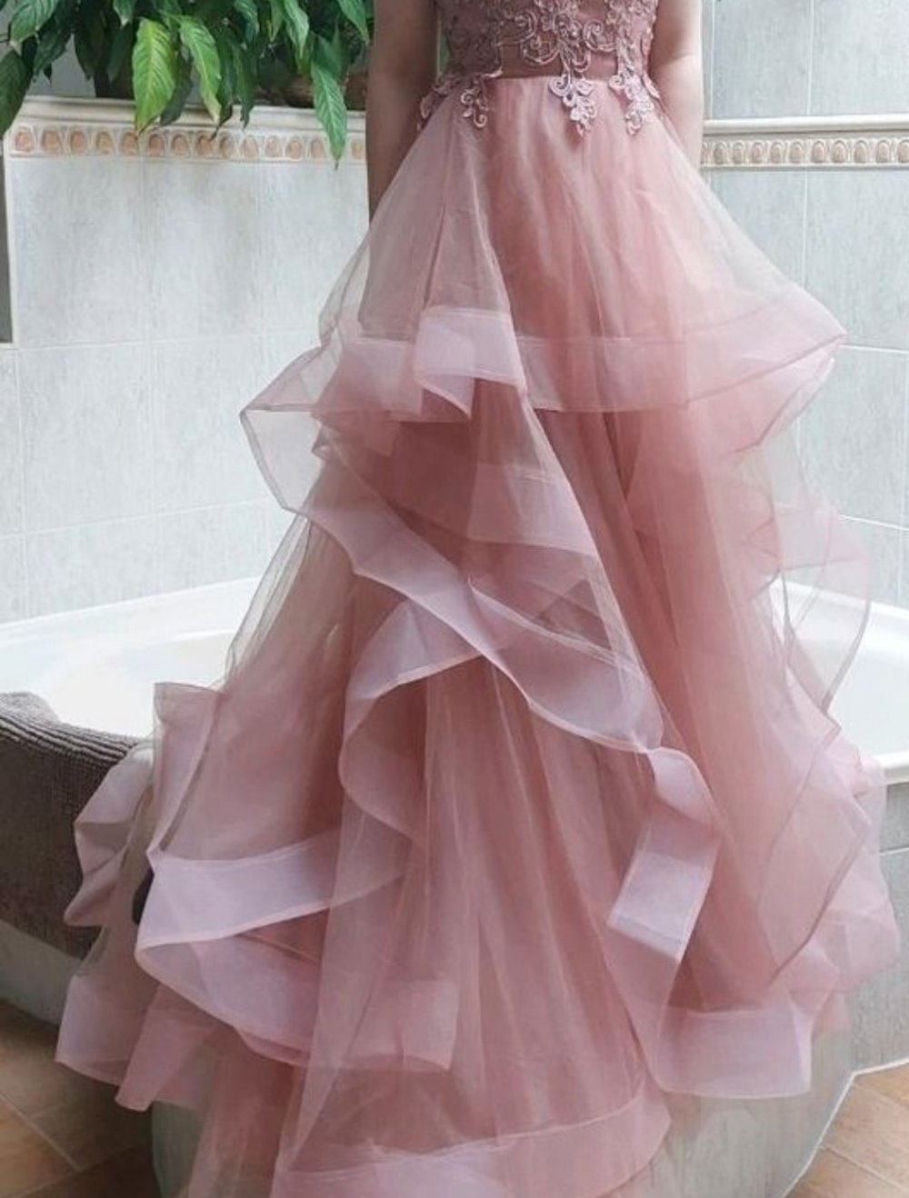 Ballkleid Jugendweihe Hochzeit Neu Volant Glitzer