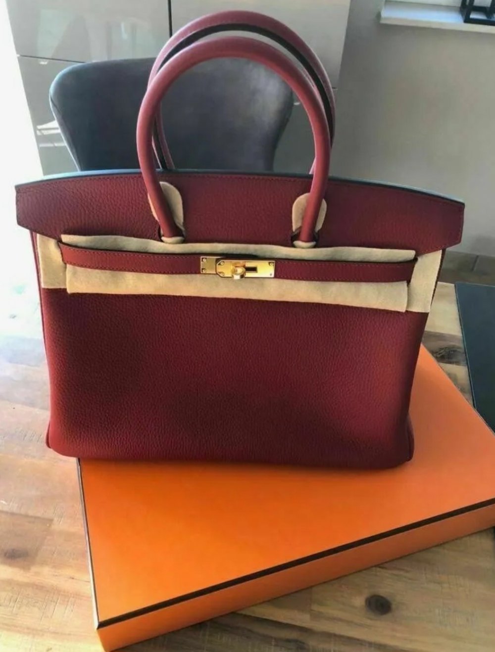 Hermès Birkin Bag Handtasche Leder rot